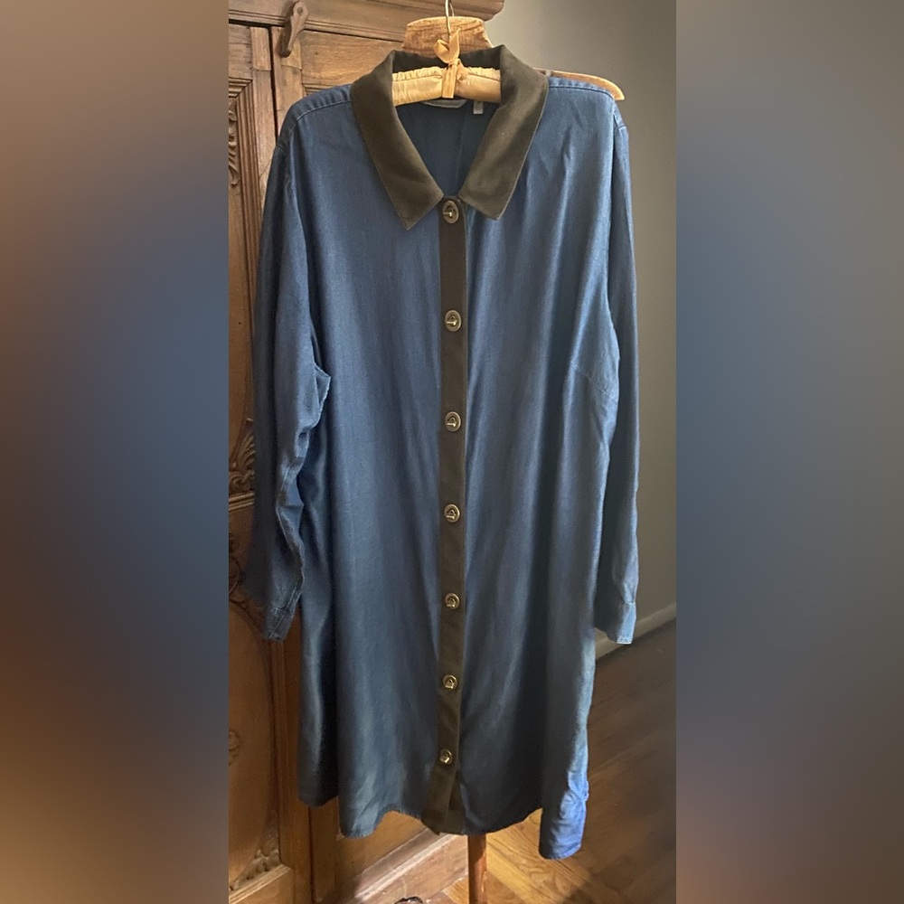 Women’s Soft Surroundings Denim Suede Buckle Dress, 2X.